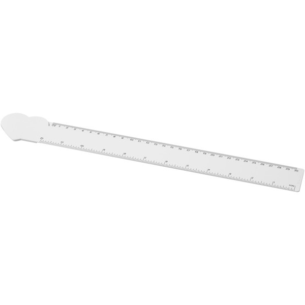 Règle Tait de 30 cm en plastique recyclé en forme de cœur