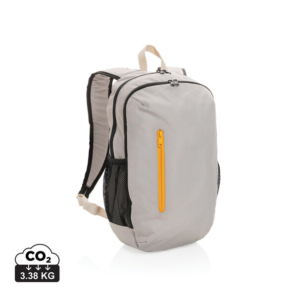 Impact AWARE™ 300D RPET casual rugzak - Wit / Oranje