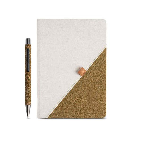 Conjunto Bloco A5 E Esferográfica, Resíduos De Chá - Crú