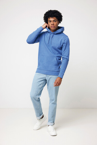 Nebarvená mikina s kapucí IQONIQ Torres z recykl. bavlny - Heather Blue / XXXL