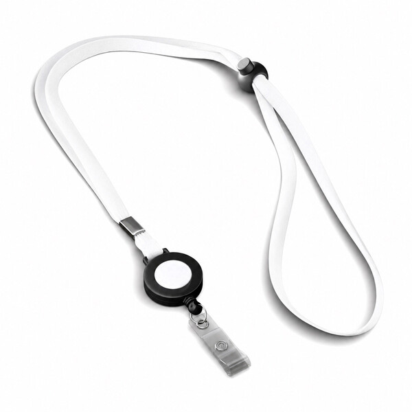 Lanyard en polyester sublimé avec enrouleur de badge - Quadri