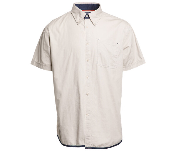 Chemise coton manches courtes - BEIGE / NAVY / L