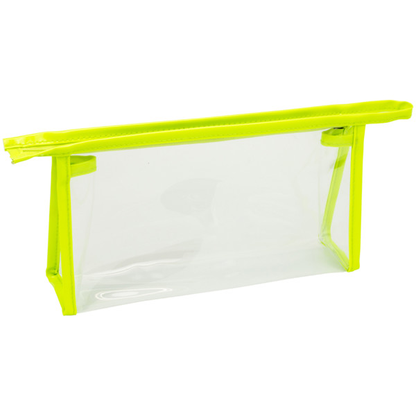 Necessaire Em Pvc Transparente, Com Detalhes Néon - Amarelo Fluorescente