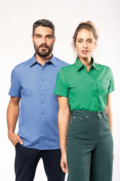 Judith - Ladies' Short-Sleeved Shirt - Bright Turquoise / XS
