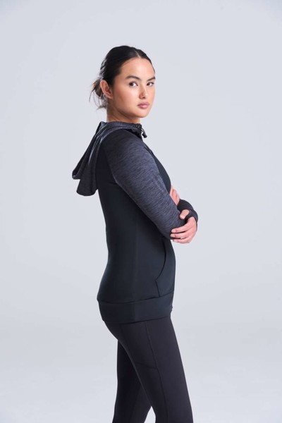 Women's Cool Contrast Zoodie - Black / Black Slate Melange / XS