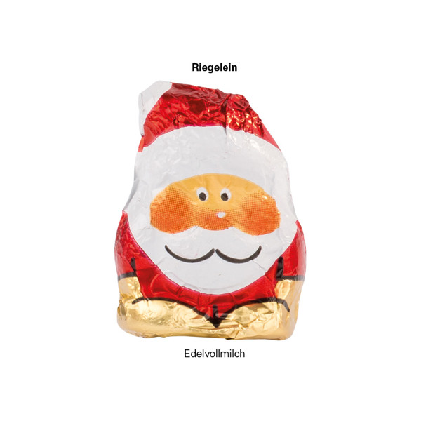 Propagační karta, formát vizitky z bílého kartonu s praktickou perforací na odtrhávání - Bílá / Mini Chocolate Santa Claus whole milk, 5 g solid