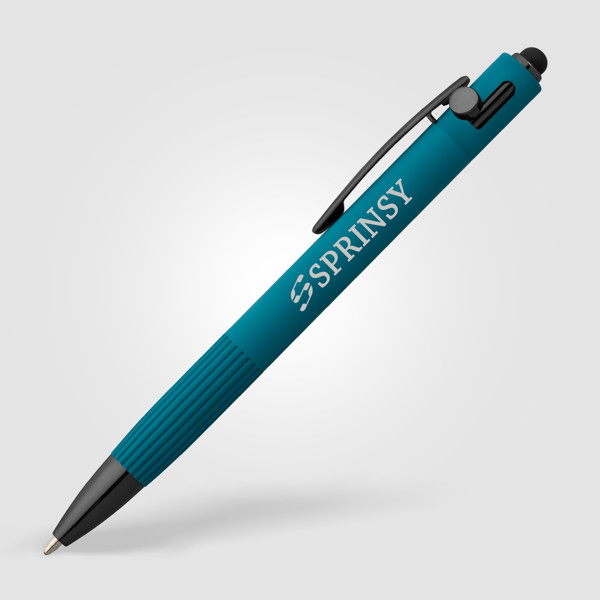 Saga Recycled Aluminium Bolt Action Stylus Pen - Teal / Laser