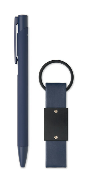 Set stylo à bille et porte-clés en Escri Set - Bleu