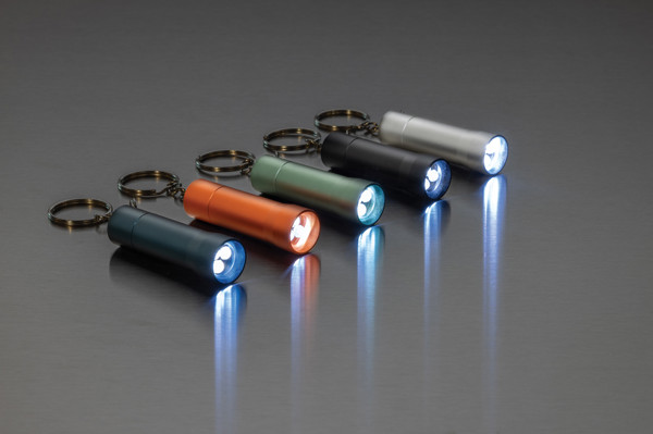 Flash RCS recycled aluminium keychain torch - Silver Grey