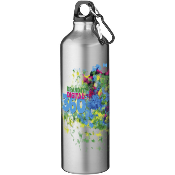 Bouteille d'eau Oregon de 770 ml en aluminium avec mousqueton - Argent