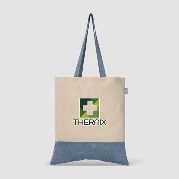 Quebec - Sac fourre-tout en coton recyclé bicolore 140 gsm - Bleu marine / Transfert de chaleur