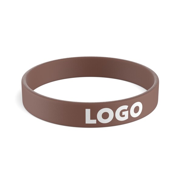 Customised silicone wristbands (12mm width) - Mahogany Brown / 20x1.2x0.2cm