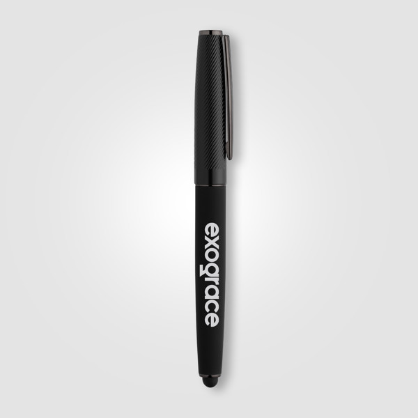 Metropolis™ Recycled Aluminium Stylus Gel Pen - Black / Laser