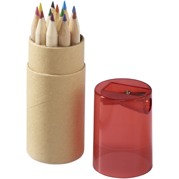 Hef 12-piece coloured pencil set with sharpener - Red