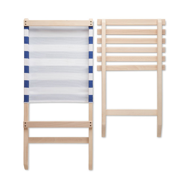 Foldable wooden beach chair Marinero - White / Blue