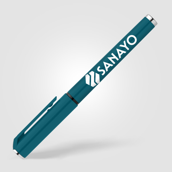 Islander Recycled Plastic Monochrome Gel Grip Pen - Teal / Silkscreen