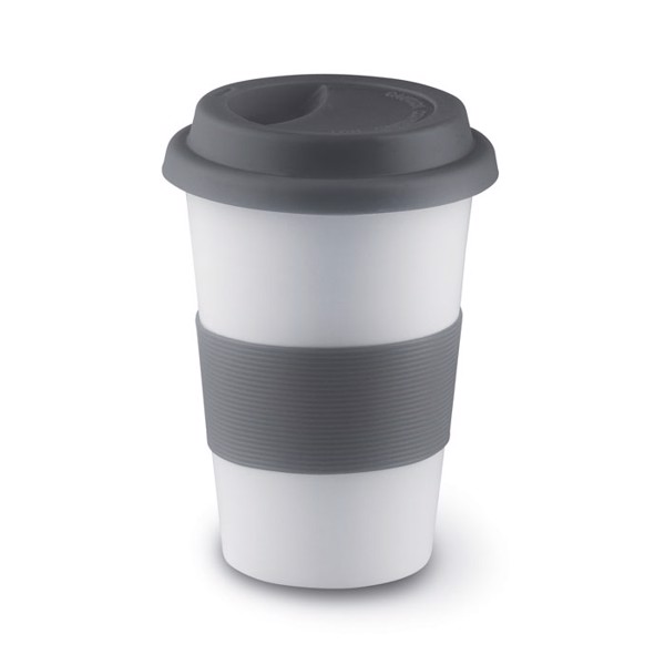 Ceramic mug w/ lid and sleeve Tribeca - Grey