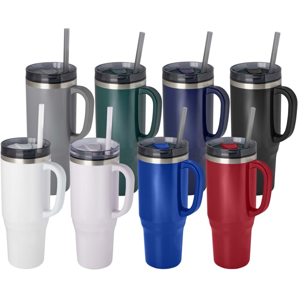 Mug isotherme Melbourne 1200 ml certifié RCS avec paille - Bleu royal