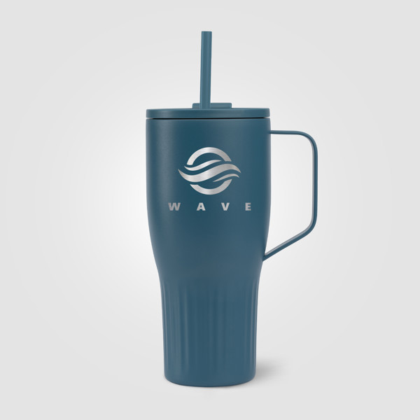 Majesty Recycled Stainless Steel Straw Tumbler - 890 ml - Steel Blue / Laser