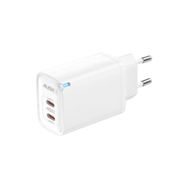 TSUKI - CHARGEUR SECTEUR GaN 45W 2 USB TYPE-C - BLANC