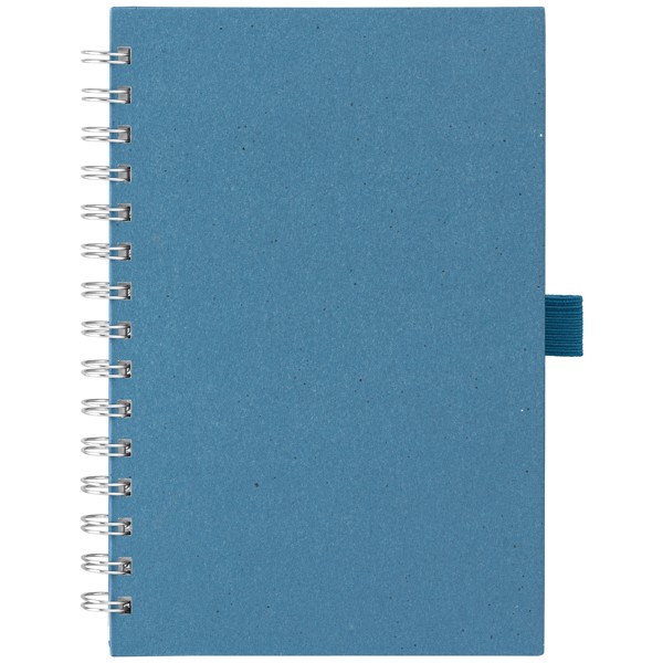 Bloc-notes Terra à spirales en carton de lait recyclé, papier FSC - Bleu acier / Colourjet