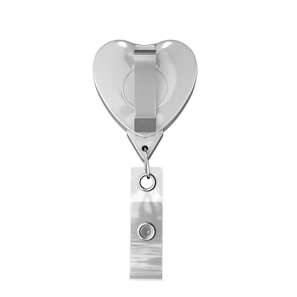 Retractable badge reel in heart shape with logo - Belt Clip