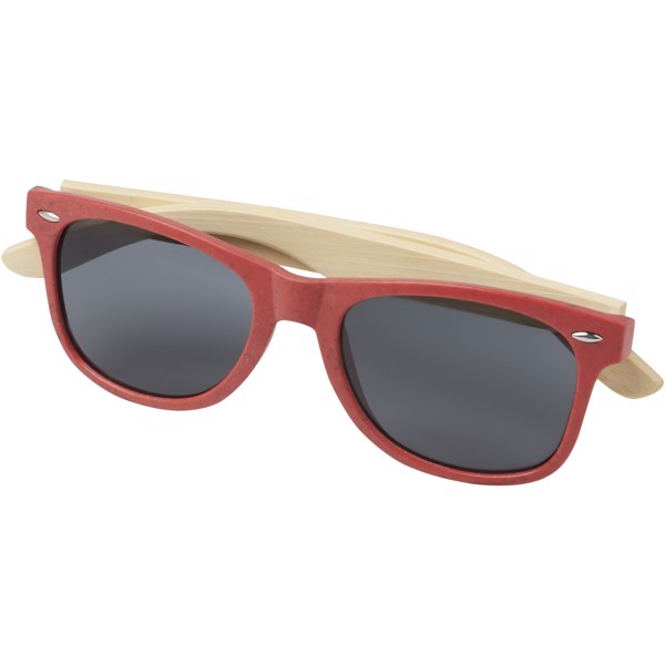 Lunettes de soleil Sun Ray en bambou - Rouge