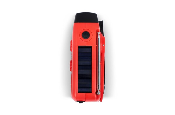 SafeSound Emergency Radio with Solar and Manual Winding - Red