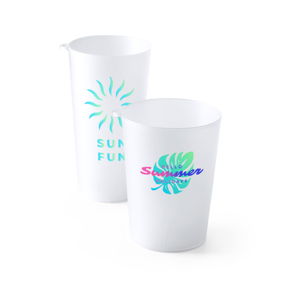 Personalised reusable polypropylene cup 400 ml with ring