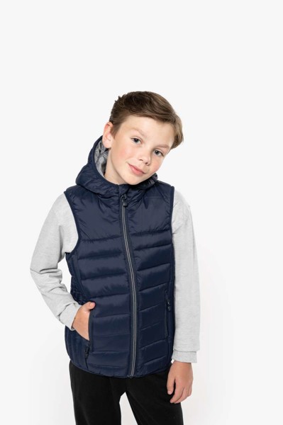 Kid's Hooded Bodywarmer - Black / 12/14