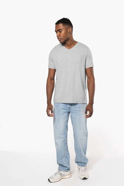 Men's Short-Sleeved V-Neck T-Shirt - White / 2XL