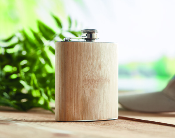 Bamboo slim hip flask 170ml Hiphip