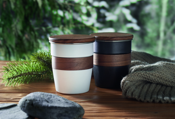 Single wall tumbler 350 ml Walnut - White