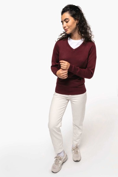 Ladies' V-Neck Jumper - Light Royal Blue / XS