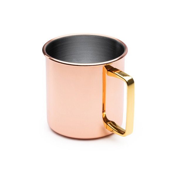 Personalised stainless steel mug 480 ml with copper coating and square gold handle