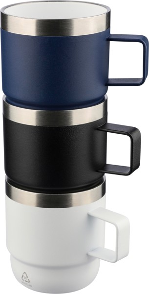 Gerecycled roestvrijstalen dubbelwandige drinkbeker (180 ml) Lilia - wit