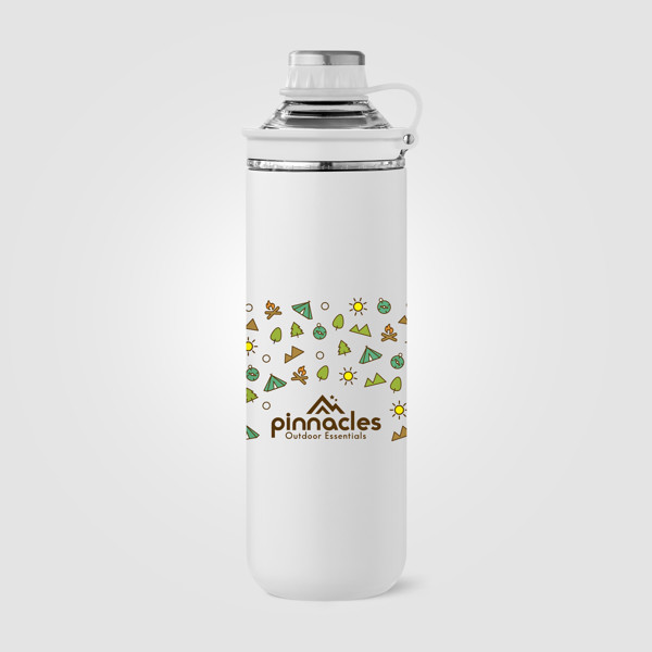 Oasis Recycled Stainless Steel Lid Handle Bottle -  680 ml - White / 4 Colour inkjet