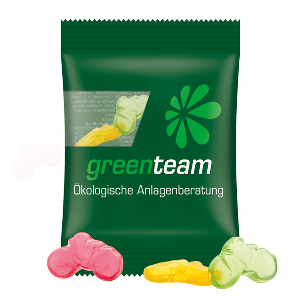 Mini bag 15g, foil white, Trolli fruit jelly gums bicycle