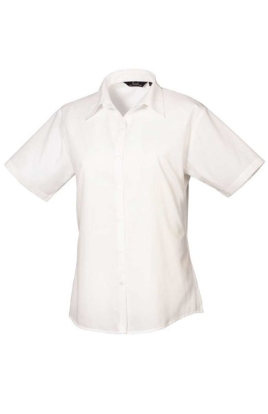 Women's Short Sleeve Poplin Blouse - White / 4XL