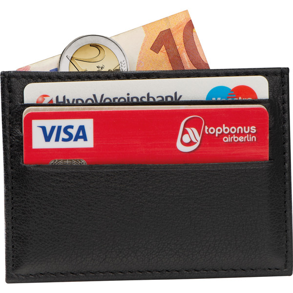 ISMAEL Suport carduri din piele, RFID - Black