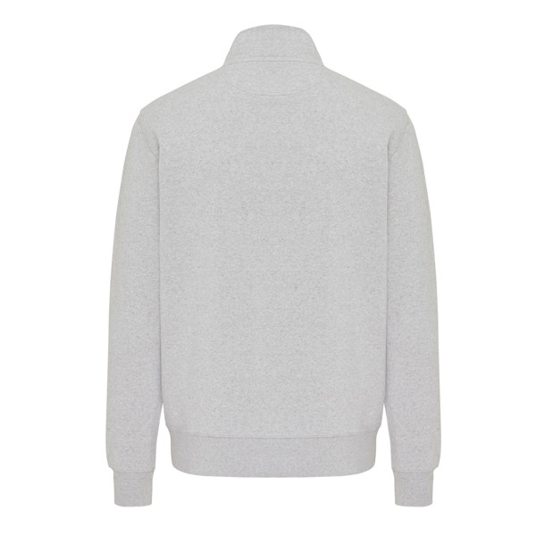 Svetr se čtvrtečním zipem IQONIQ Elgon z recykl. bavlny - Light Heather Grey / L