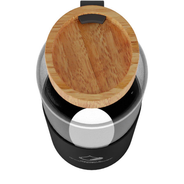 SCX.design D21 550 ml borosilicate glass bottle with recycled silicone sleeve and bamboo lid