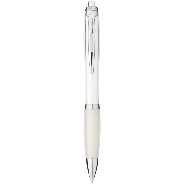 Stylo bille avec corps et grip colorés Nash - Blanc