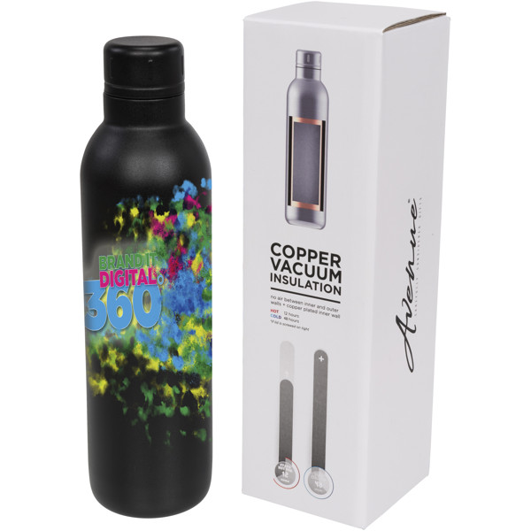 Thor 510 ml copper vacuum insulated water bottle - Solid Black