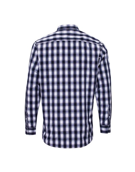 'Mulligan' Check - Men's Long Sleeve Cotton Shirt - White / Navy / 3XL