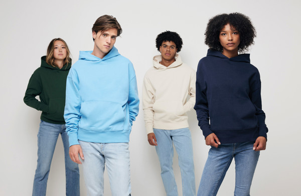Sweat à capuche en coton recyclé Iqoniq Yoho - Tranquil Blue / M