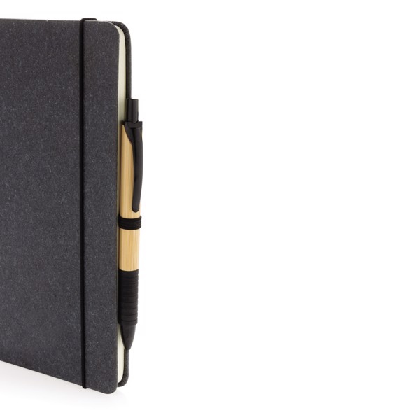 A5 hardcover notesbog GRS genanvendt læder, grå -