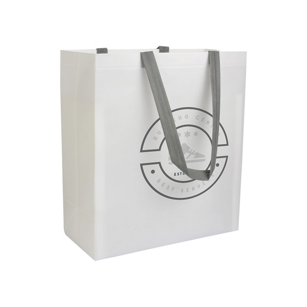 Laminated, Heat-Sealed 100 G/M2 Non-Woven Fabric Shopping Bag With Gusset And Long Handles - White