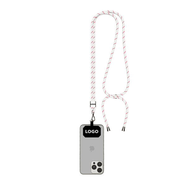 Crossbody 2-tone cord phone holder made of polyester - White / Medium Scarlet Red
