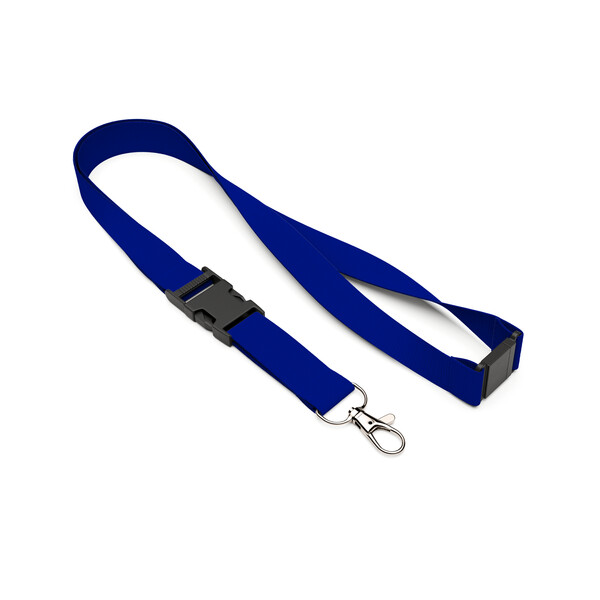 Detachable polyester pantone matched screenprint lanyard - Reflex Blue C / 20mm width / Metal carabiner / Safety breakaway